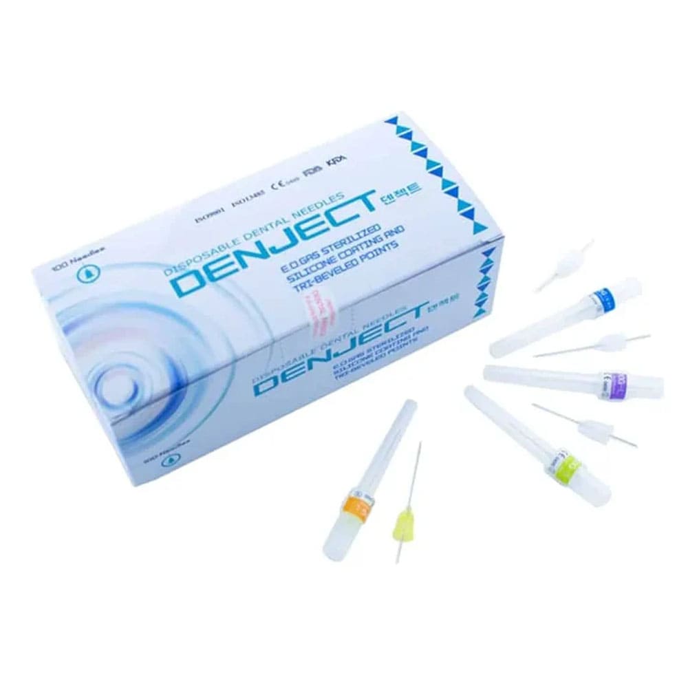 agujas cortas dentales denject cal. 30g x 21mm de longitud caja x 100 agujas cortas dentales denject cal. 30g x 21mm de longitud caja x 100