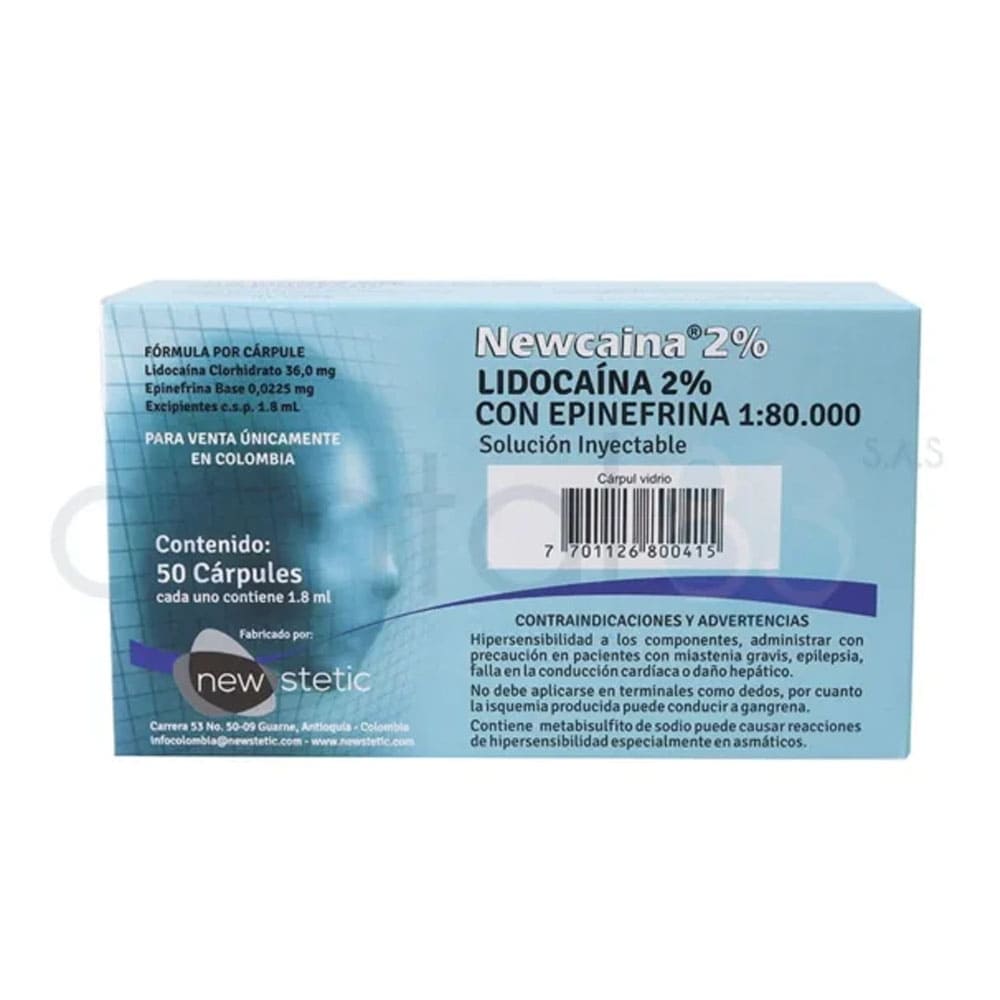 anestesia newcaina 2% e 80 blister/plastico x50 anestesia newcaina 2% e 80 blister/plastico x50
